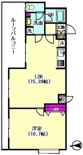 ハイネスウェル(1LDK/3階)の間取り写真