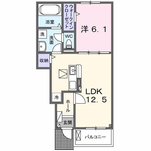 プロムナード北泉(1LDK/1階)の間取り写真