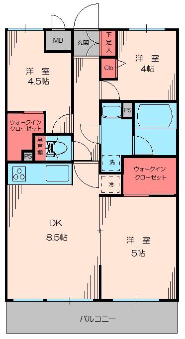 レクセル新子安(3DK/3階)の間取り写真
