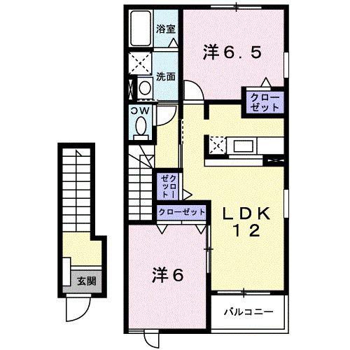 プログレスII(2LDK/2階)の間取り写真