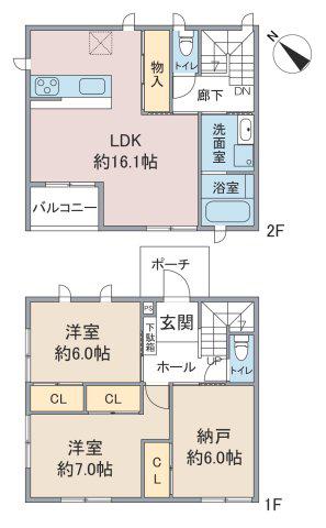 バンクーバー1120上菅(2LDK/2階)の間取り写真