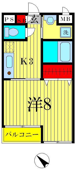 AI COURT南流山(1K/2階)の間取り写真