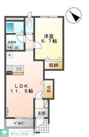 ルミエールI(1LDK/1階)の間取り写真