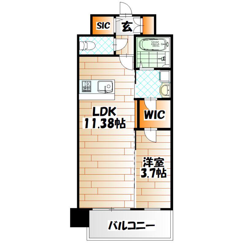 レジェンド高見(1LDK/6階)の間取り写真