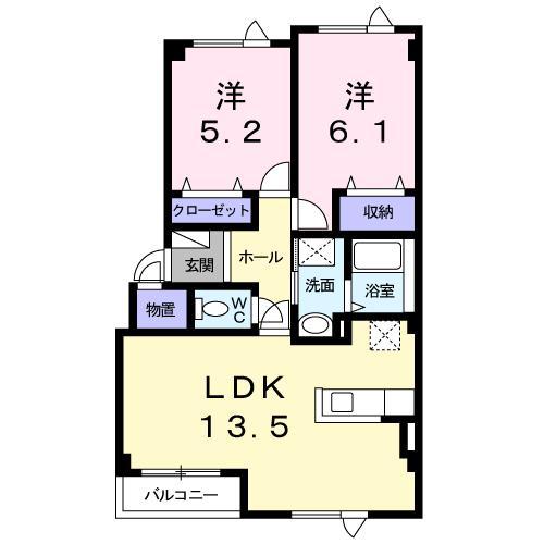 メニーハピネス・T(2LDK/2階)の間取り写真