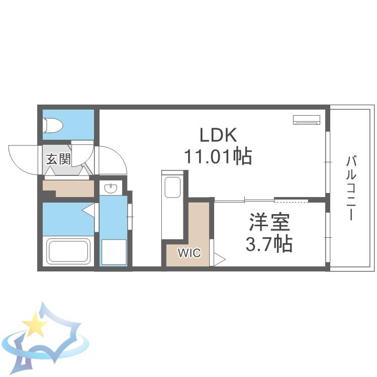 SPARKLE 裏参道(1LDK/3階)の間取り写真