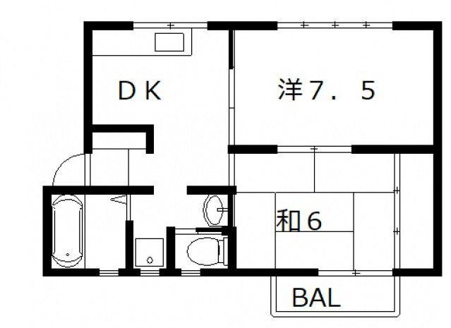 第1コーポ平野(2DK/2階)の間取り写真