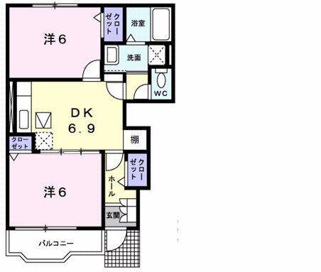 セイバリーII(2DK/1階)の間取り写真