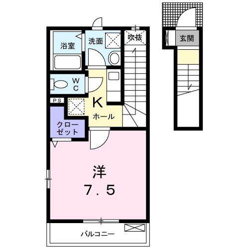 エル・シャルマンII(1K/2階)の間取り写真