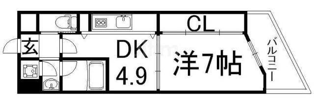 グランエターナ京都(1DK/5階)の間取り写真