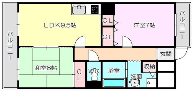 テラート1(2LDK/2階)の間取り写真