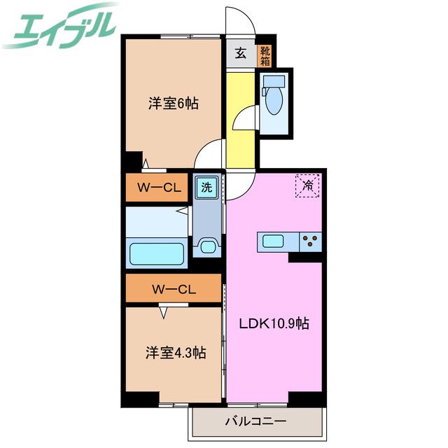 グレイスコート(2LDK/1階)の間取り写真