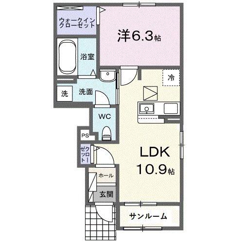 プラネッツ・リラン II(1LDK/1階)の間取り写真