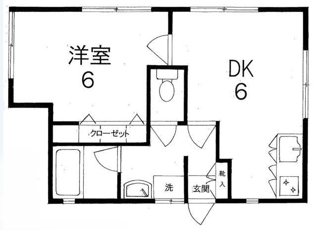 山崎アパート(1DK/1階)の間取り写真