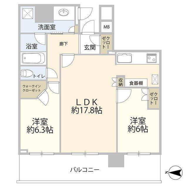 パークタワー晴海(2LDK/29階)の間取り写真