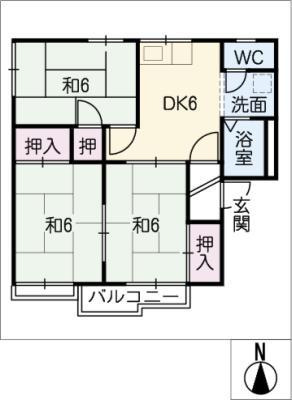 タウンスギモト(3DK/1階)の間取り写真