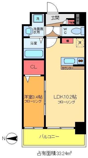 クラシィコート(1LDK/4階)の間取り写真