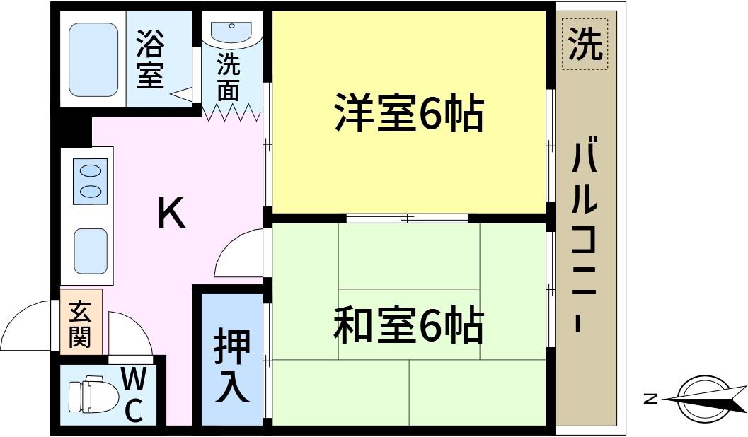 平和コーポ2号館(2K/1階)の間取り写真