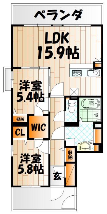 レーベンス守恒(2LDK/3階)の間取り写真