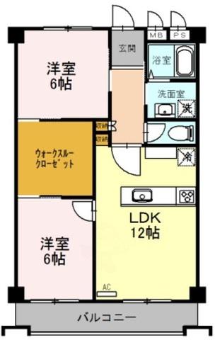 住吉建物2号館(2LDK/4階)の間取り写真