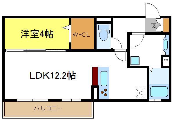 片岡マンションⅠ(1LDK/2階)の間取り写真