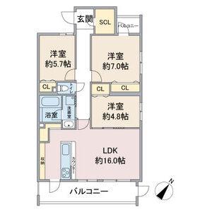 パラドール デ カミヤシロII(3LDK/3階)の間取り写真