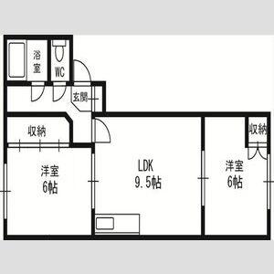 リバストーリーE棟(2DK/1階)の間取り写真