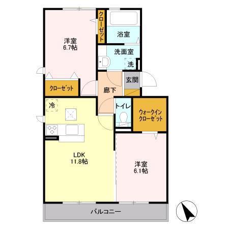 キャロットII(2LDK/2階)の間取り写真