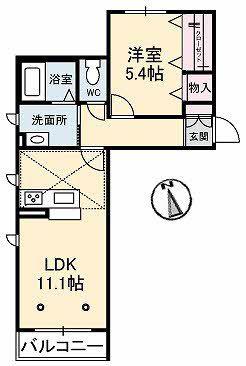 シャーメゾン祗園(1LDK/2階)の間取り写真