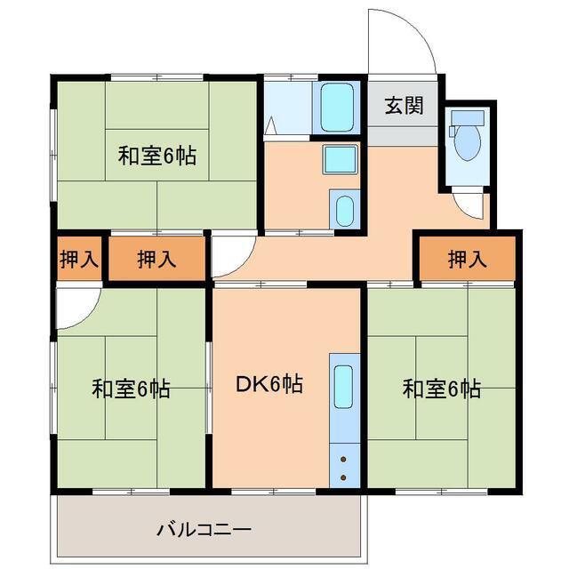 横山マンション(3DK/1階)の間取り写真