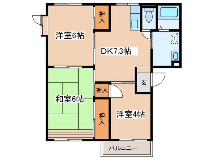 フレグランス渋沢III(3DK/2階)の間取り写真