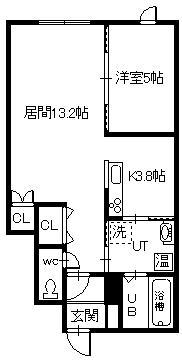 ステラ2(1LDK/1階)の間取り写真
