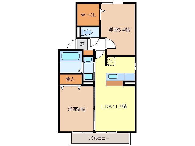 グレイス アベニュー 上浜町(2LDK/2階)の間取り写真