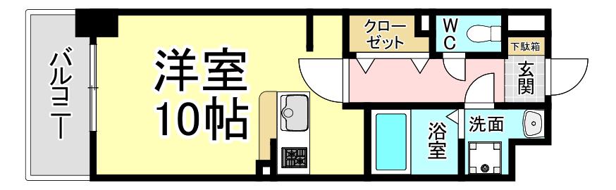 ニューレジデンス穴生(ワンルーム/2階)の間取り写真