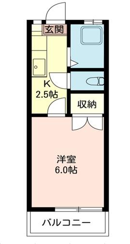 伏見ハイツ(1K/2階)の間取り写真