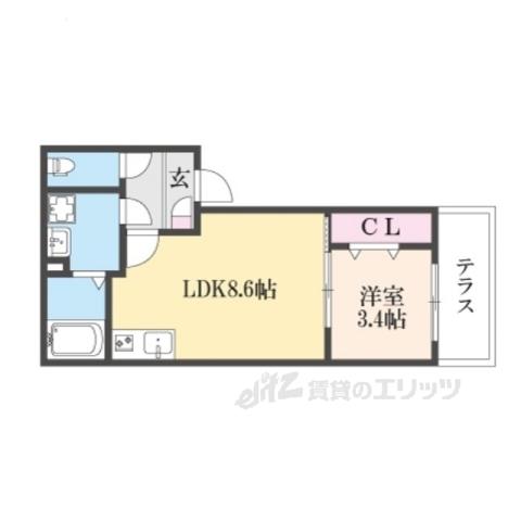 ジーメゾン京都九条ミオリア(1LDK/1階)の間取り写真