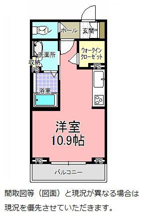 エクラール白梅(ワンルーム/1階)の間取り写真