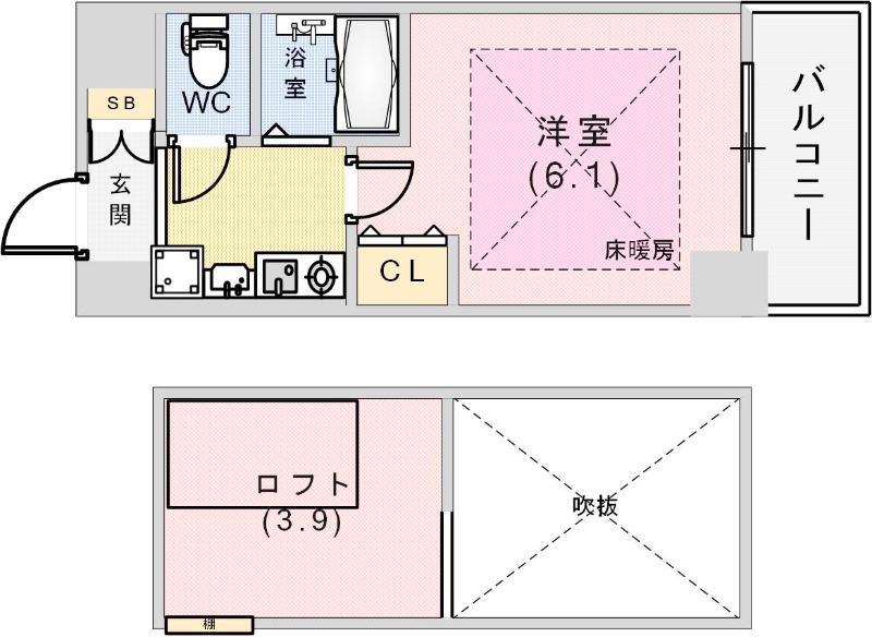 エステムコート神戸県庁前IIIフィエルテ(1K/6階)の間取り写真