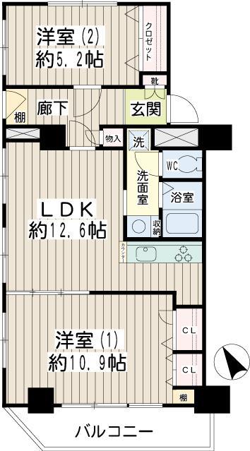 リオベルデ貮番館(2LDK/4階)の間取り写真