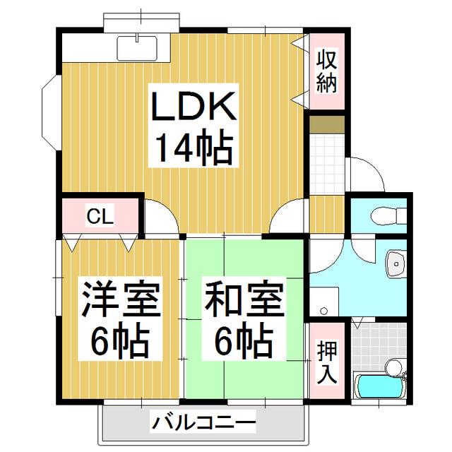 レジデンス亜美江(2LDK/1階)の間取り写真