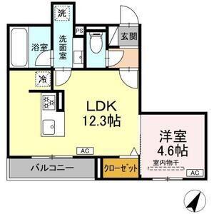 K FRONT(1LDK/2階)の間取り写真