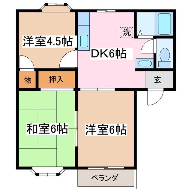 ユーリクレスA(3DK/2階)の間取り写真