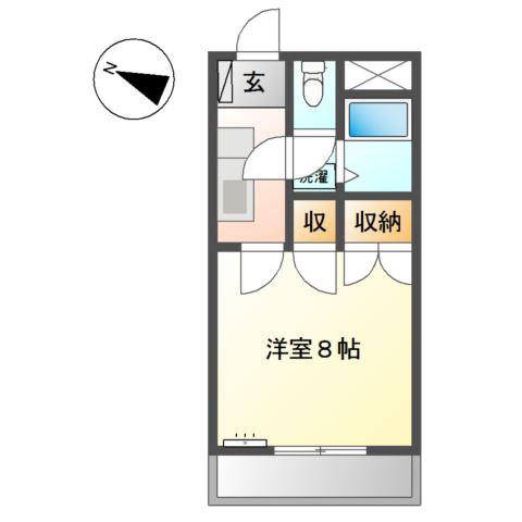 エクセルハイム坪井(1K/2階)の間取り写真