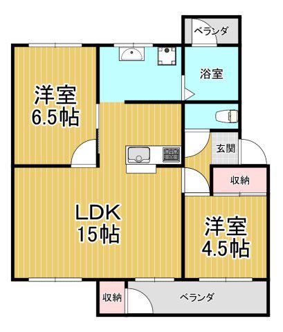 東仁川団地4号棟(2LDK/2階)の間取り写真