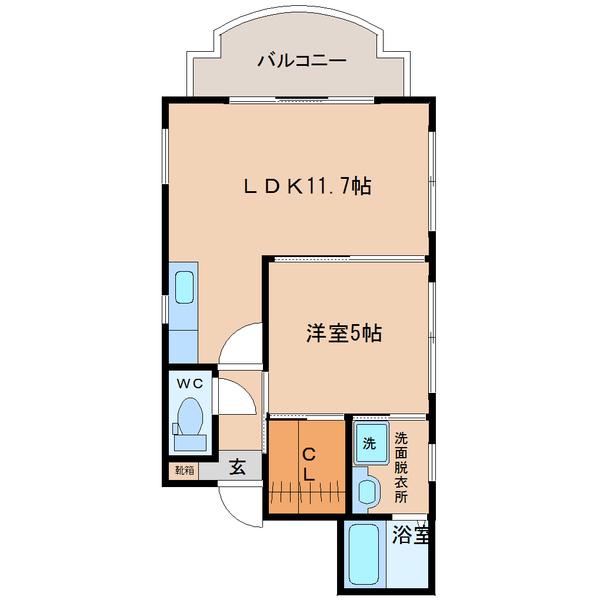 ソラーレ霧島(1LDK/6階)の間取り写真