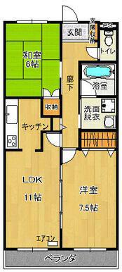 タウンコート駅南(2LDK/2階)の間取り写真