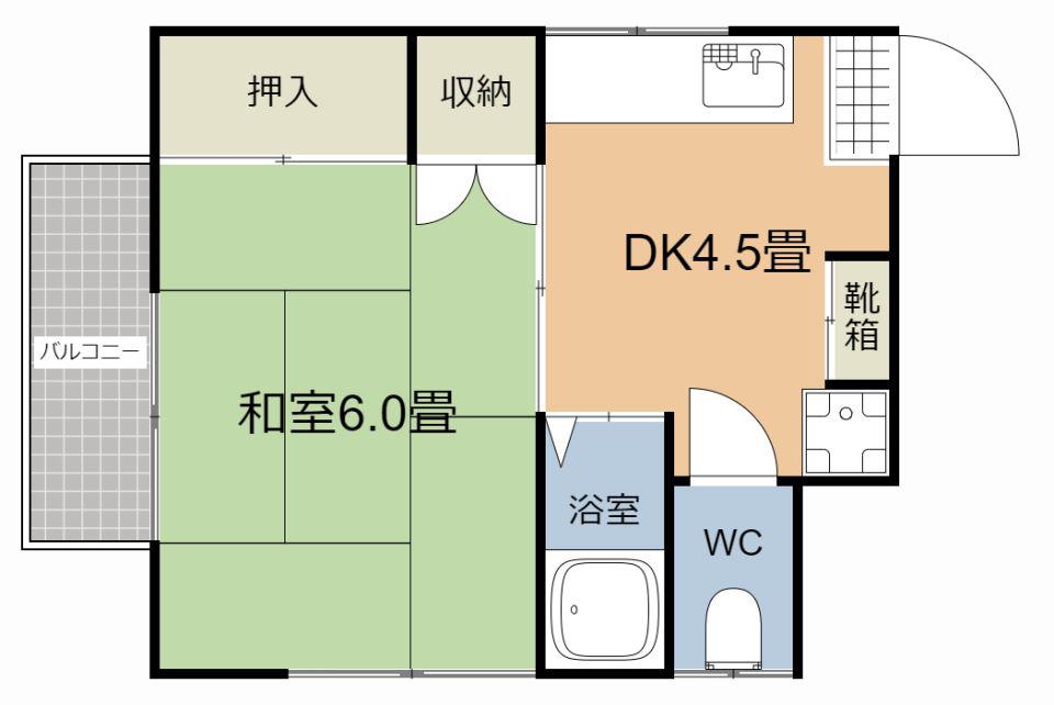 セントポリア(1DK/2階)の間取り写真