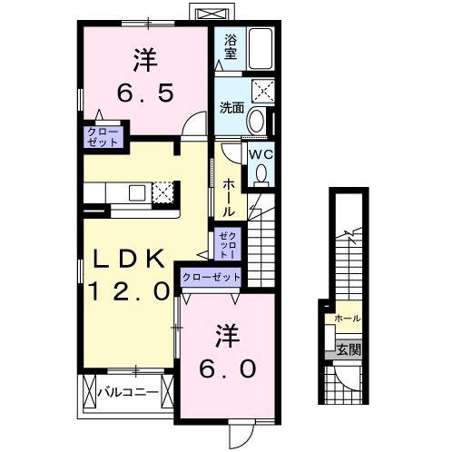 ノーブルフラワーA(2LDK/2階)の間取り写真