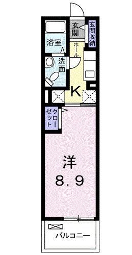 ブッシュクローバーII(1K/2階)の間取り写真