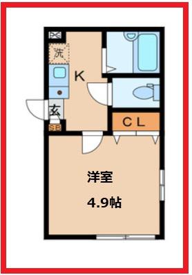 ポンドールII(1K/2階)の間取り写真